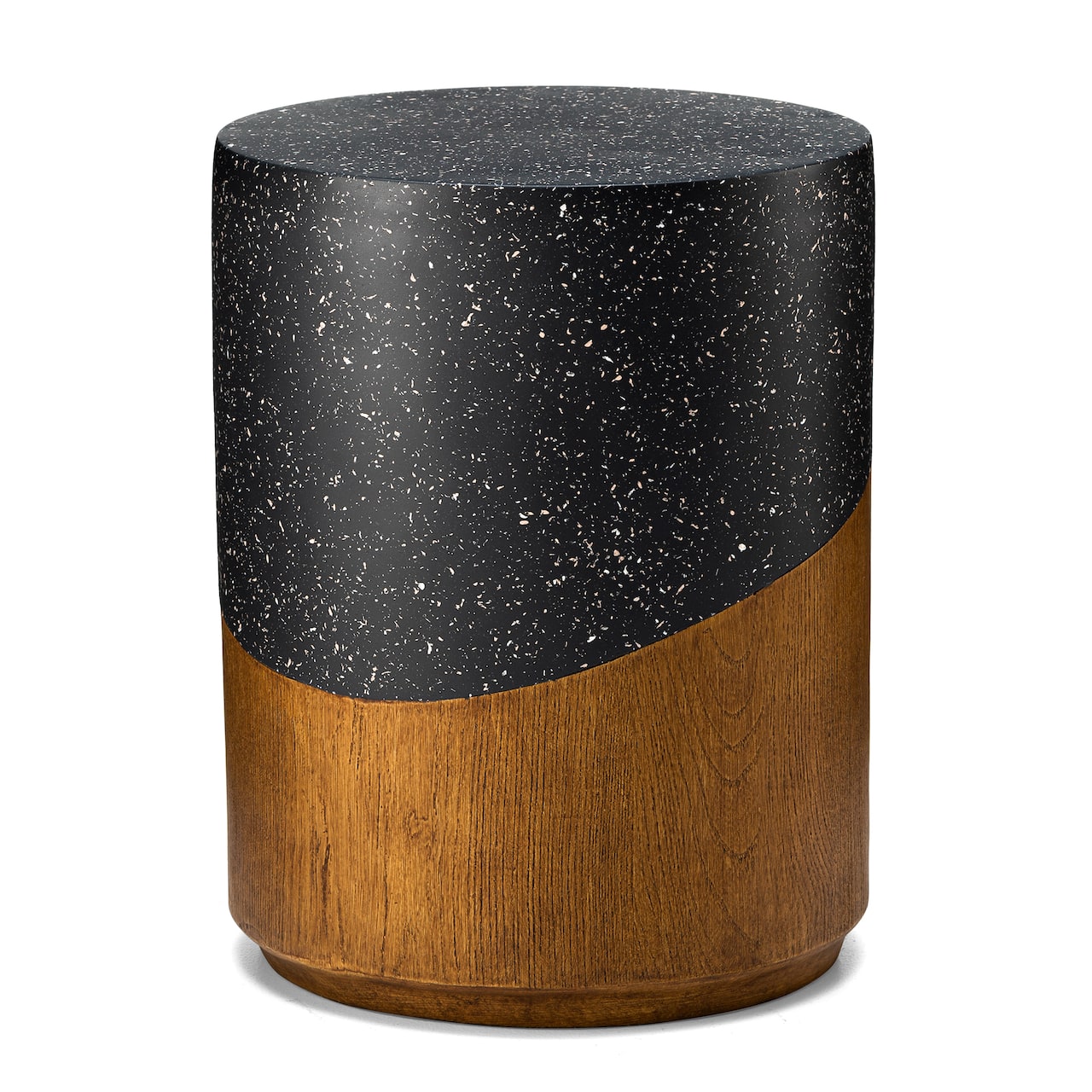 Glitzhome® 17.75" Multifunctional Faux Terrazzo & Wood Garden Stool